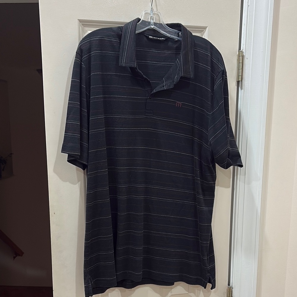 Travis Mathew Black and Gray Polo Shirt